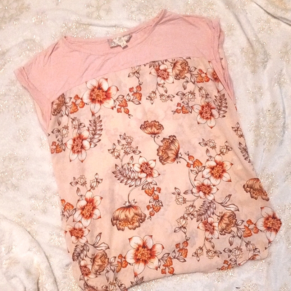 Pink Rose Flowy Top, Pink & Floral, Size Small